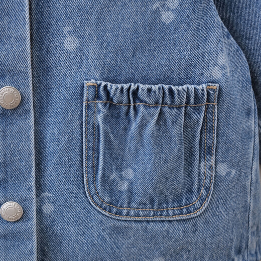 MARC&JANIE Mark Jenny Spring Little Cherry Girls Pure Cotton Denim Suit 2026 Spring New Style 560285 Blue 90 (recommended height 81-90)