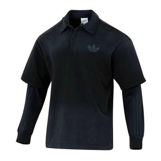 Adidas Clover Men's 2026 Spring New Sports and Leisure Long-Sleeved POLO Shirt KR5053 Carbon Black | KR5053 XL