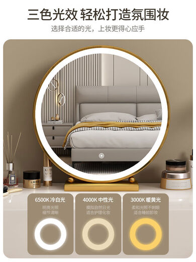 2025 New Size Desktop Makeup Mirror Home Bedroom Light Luxury Iron Dressing Table Mirror Dressing Mirror No Light Model Black 30 High Mirror + Damaged Reissue