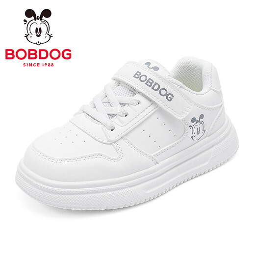 BOBDOG Children's Shoes 2026 Spring Boys Running Shoes Versatile Campus White Shoes Low-top Children's Sneakers Women's Casual Shoes White 28 Suitable for Feet Length 16.8cm