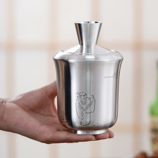 Hanoufei traditional craft handmade Sancai warm wine jug pure tin hand-made hot wine jug wine warmer spot tin dragon set warm wine home Shuhuai Wen wine jug single pot (with inner cover) (warm wine 4.5 liang)