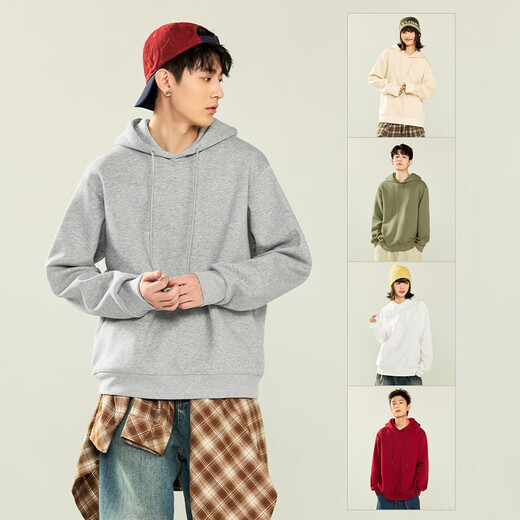 Jeanswest spring trendy hooded sweatshirt for men, drawstring hoodie for teenagers and high school students, skin-friendly, crisp and high-quality jacket, white gray (Ok Cool Cat) S (165) (strict quality control)