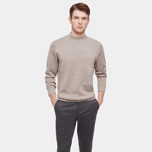 GUSKI brand cardigan men's machine washable worsted sweater spring and autumn solid color half turtleneck simple outer sweater base layer off-white gift box XL 180 reference weight 150-170Jin Jin is equal to 0.5 kg