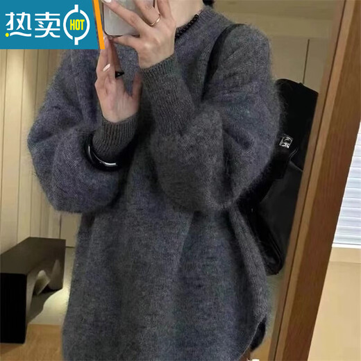 Xia Dian Suding Queen (SE.PSTP) pumpkin orange lazy style raccoon velvet mid-length sweater for women autumn and winter new loose-feeling pullover sweater orange M recommended 95-110 Jin Jin equals 0.5 kg