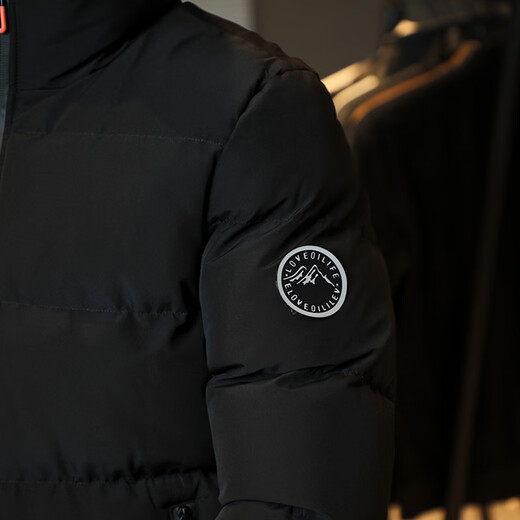 Playboy (PLAYBOY) cotton-padded jacket for men in winter, long-sleeved, warm, stand-up collar, thickened jacket, cotton-padded jacket for young and middle-aged people, black 2XL