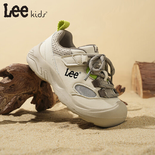 LEE KIDS children's shoes spring new children's mesh running shoes outdoor mountaineering sports shoes for men and women Khaki 36