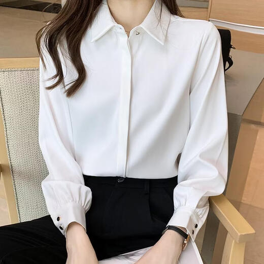 Playboy (PLAYBOY) 2026 spring and summer new versatile white shirt women's long-sleeved Korean style professional formal wear satin shirt women's top official flagship white S