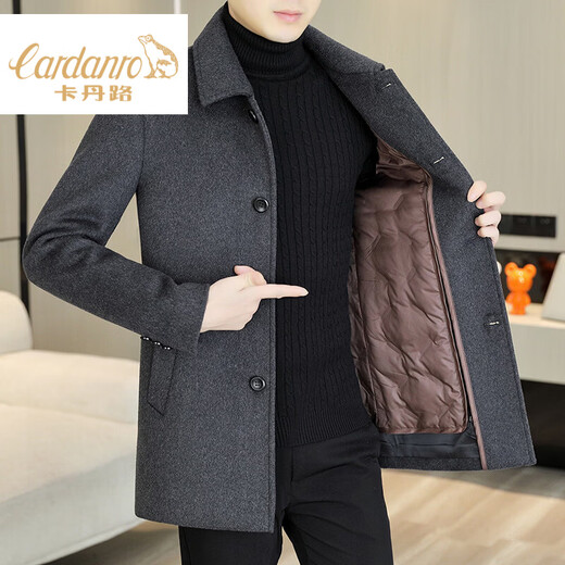 CARDANRO luxury brand high-end men's wool coat 2026 mid-length spring and autumn business casual fashion windbreaker black XL 180