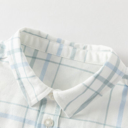 DAVE&BELLA children's plaid shirt cotton boys' shirt 2026 spring new baby boy long-sleeved top children's clothes green plaid ready stock 110 cm (recommended height 100-110cm)