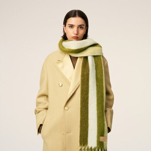 Ami Paris letter label mohair blended scarf striped double-sided scarf Christmas gift 230 cream coffee/sky blue/camel/hazelnut U