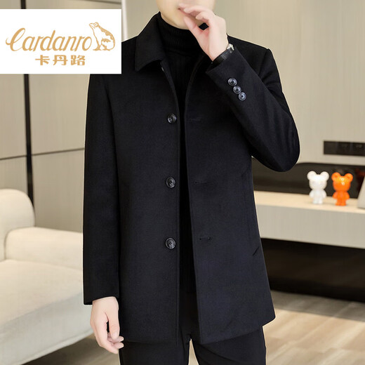 CARDANRO luxury brand high-end men's wool coat 2026 mid-length spring and autumn business casual fashion windbreaker black XL 180