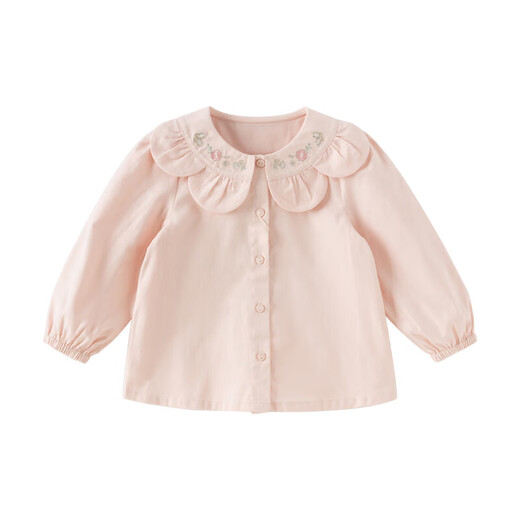 DAVE&BELLA pure cotton girls' shirts 2026 spring new baby girl shirts, stylish children's tops, children's long-sleeved bottoming shirts, pink, in stock, 80 cm (recommended height 73-80cm)