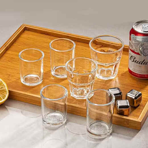 Fantasy high-end two-liang wine glass, household break-resistant tempered glass, hotel-specific liquor cup, bar ktv commercial, 6-piece 80ml tempered straight round cup (1.6 Liang)