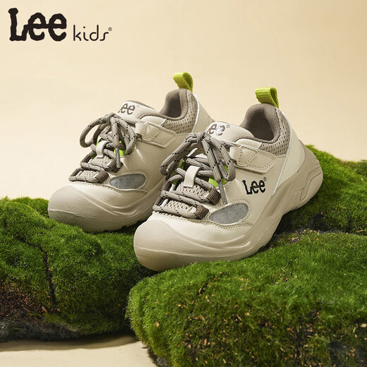 LEE KIDS children's shoes spring new children's mesh running shoes outdoor mountaineering sports shoes for men and women Khaki 36
