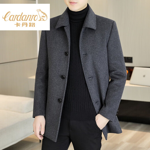CARDANRO luxury brand high-end men's wool coat 2026 mid-length spring and autumn business casual fashion windbreaker black XL 180