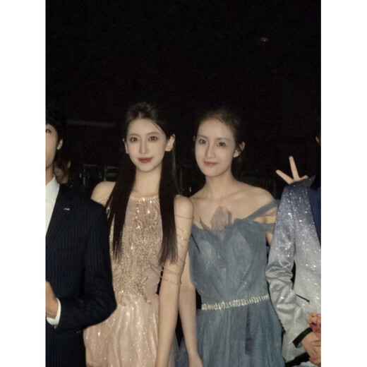 Gisailun Annual Meeting Dress for Women Banquet Champagne Temperament Annual Meeting Host Long Light Luxurious Niche Dress Light Gold S