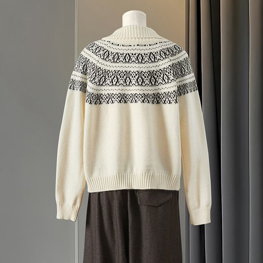 She Chi Fair Island jacquard double zipper sweater women's 2026 spring new style lazy cardigan top