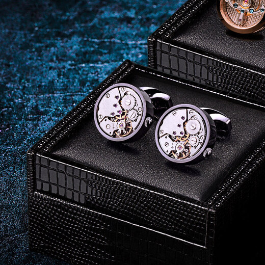 KFLK French shirt cuff buttons for men, light luxury custom shirt nails, mechanical cuff nails, men's cuff buttons, Cufflinks K160 black