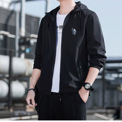 U.S. POLO ASSN. Jacket Men's Spring Autumn Jacket Men's Hooded Men's Top Black M