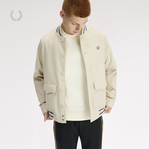 Fred Perry Herren-Breasted-Baseballjacke 2026 Frühjahr Neue britische Mode im Workwear-Stil Freizeitjacke Beige BGX M