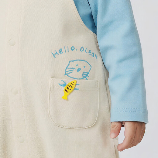 Minibala (minibala) baby jumpsuit baby clothes cotton elastic cute fake two-piece overalls 2026 spring new arrival blue and white tone 00481 90cm