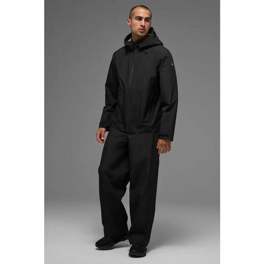 ALO YOGA men's casual jacket is simple and versatile, water-repellent, warm, windproof, adjustable brim, black polyester fiber, Black, one size fits all | M