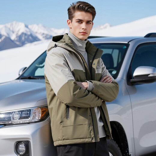 Rich 90 duck down windproof and warm outdoor color matching winter men's down jacket thick hooded jacket men's down jacket men