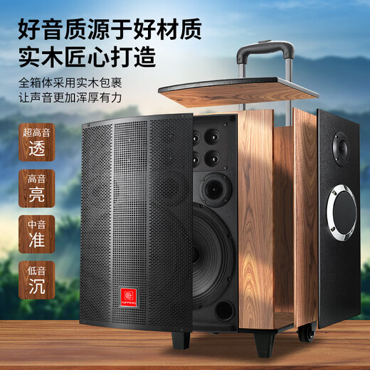 Xianfei Square Dance Audio outdoor trolley speaker high-power household karaoke Bluetooth mobile high-volume amplifier wireless microphone portable wooden box 10-inch three-way 9 speakers without microphone