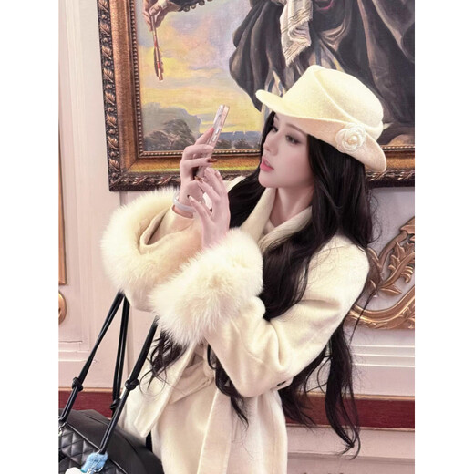 Shijanu French style daughter-in-law Hepburn beret, small face, white, one size fits all