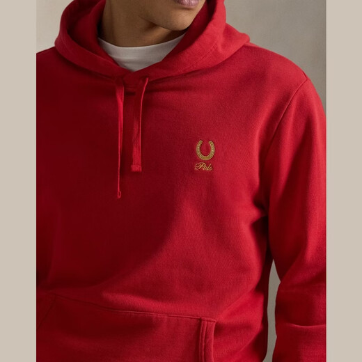 RALPH LAUREN Ralph Lauren Men's Pullover Sweatshirt 26 Year of the Horse Limited Large Pocket Horseshoe Pattern Ring Commuting Casual Fleece Hoodie Zodiac Year New Year Red S