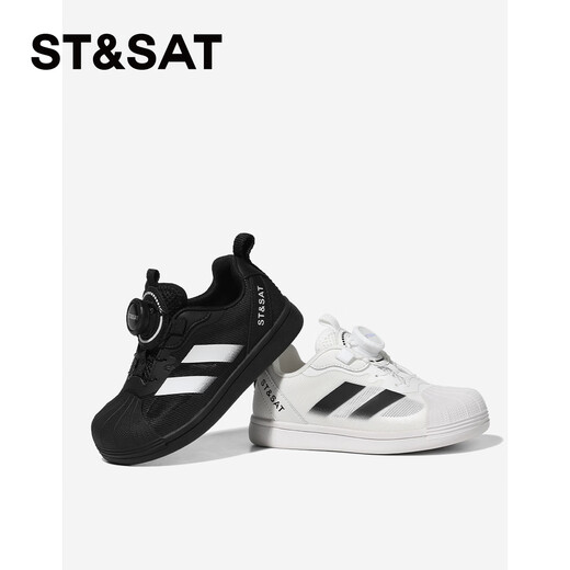 Saturday Children's Shoes Children's White Shoes 2026 Spring and Summer New Girls Shell Toe Sneakers Boys Knob Sneakers Classic Black 29 Shoe Inner Length 18.6cm/Suitable for Foot Length 17.8cm