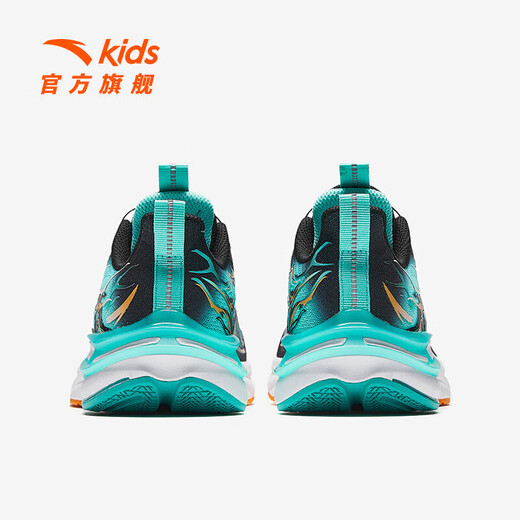 ANTA Children's Shoes Children's Sports Shoes Men's Big Children's Shoes 2025 Winter New Year Model Strong Elastic Cushioning Red Flame 5.0 Running Shoes Black/Fluorescent Aqua-2 38 Size