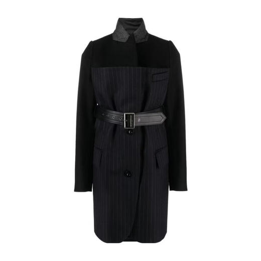 sacai女士外套保暖修身条纹通勤商务西装简约 黑色 均码 |3