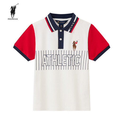 POLOWALK children's clothing 2026 summer new style boys' short-sleeved T-shirt POLO shirt cotton summer children's top APIW522F0331 white 110