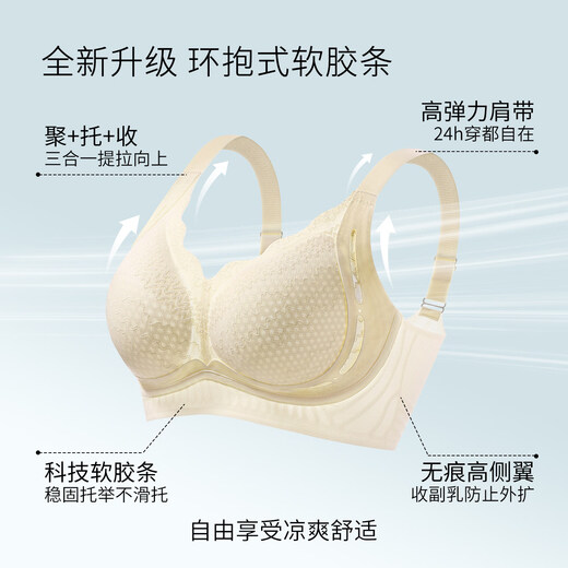 Fenteng women's small breasts are gathered and big breasts are made small and soft, lace seamless side breasts, no rims, anti-run cup bra, liquid foundation M, recommended 90-105Jin Jin is equal to 0.5 kg