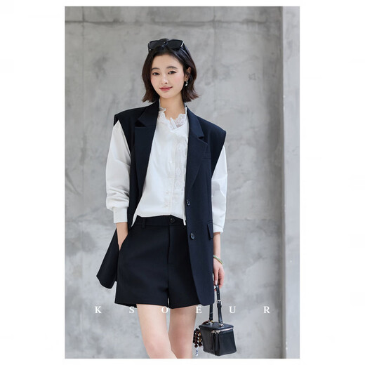 KSOEUR K sister fell in love at first sight exquisite lazy Chinese style lace strap pima cotton shirt for women white L