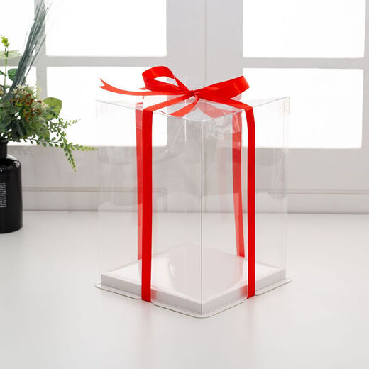 Fantasy transparent portable birthday cake four inches 4681012 inches single layer double layer heightening packaging box fully transparent white background 50 sets 10 inches single layer 30x30x18cm