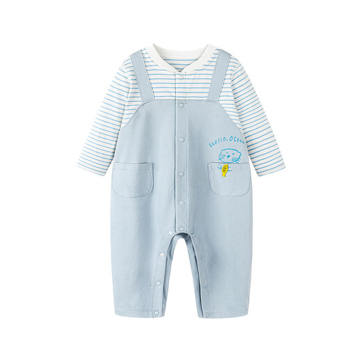Minibala (minibala) baby jumpsuit baby clothes cotton elastic cute fake two-piece overalls 2026 spring new arrival blue and white tone 00481 90cm