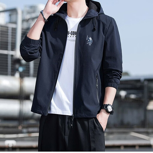 U.S. POLO ASSN. Jacket Men's Spring Autumn Jacket Men's Hooded Men's Top Black M