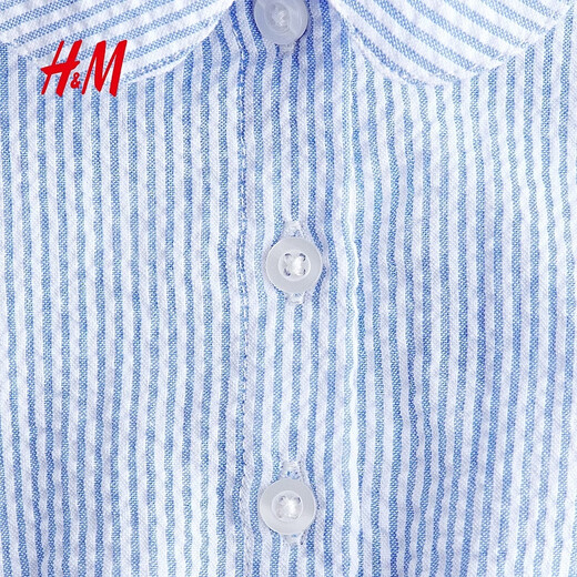 H&M2026 Spring New Children's Clothing Baby Girl Cotton Dot Tulle Top 1298242 Light Blue/Stripes 100 100/56(2-3Y)