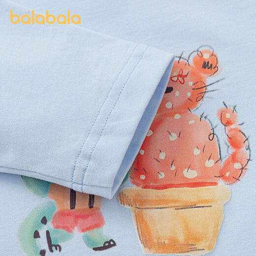 BALABALA Shopping mall same style BALABALA children's long-sleeved T-shirt boys 2026 new spring artistic top ice blue A81530 80