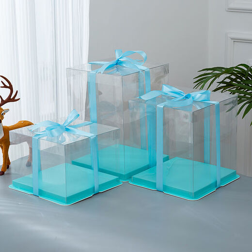 Fantasy transparent birthday cake box four 4 inches 68101214 inches single layer double layer packaging box fully transparent foundation 50 sets 12 inches height 34x34x37cm
