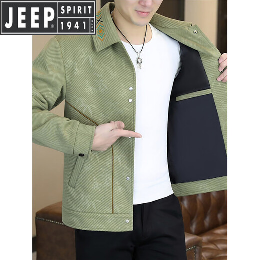JEEP SPIRIT Jacket Men's Spring Autumn 2026 New Korean Style Slim Trendy Casual Woolen Jacket Versatile Spring Men's Top Black 2XL