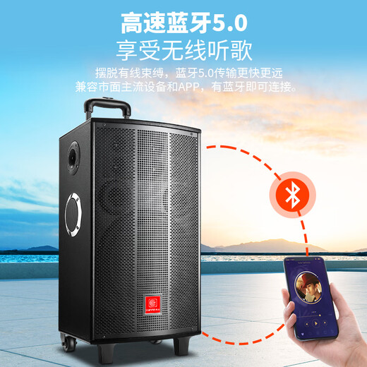 Xianfei Square Dance Audio outdoor trolley speaker high-power household karaoke Bluetooth mobile high-volume amplifier wireless microphone portable wooden box 10-inch three-way 9 speakers without microphone