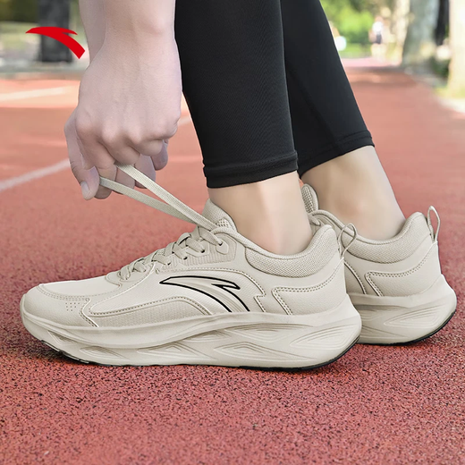 ANTA Men's Leather Water-Repellent Sports Shoes 2026 Spring and Summer Commuting Casual Shoes Lightweight Breathable Cushioning Running Shoes Plain Gray-6 Spring Leather Version-Waterproof and Anti-Slip 42 (Male 8.5)