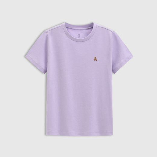 GAP Girls 2026 Spring New Cotton Bear Embroidered Short-Sleeved T-Shirt Versatile Children's Top 893629