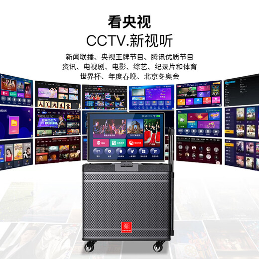 Xianfei Square Dance Audio with display trolley speaker portable all-in-one touch WIFI network karaoke machine Bluetooth dual microphone 17-inch screen + 18 speakers + rising and falling tone + dual microphones + 64GU disk + bracket