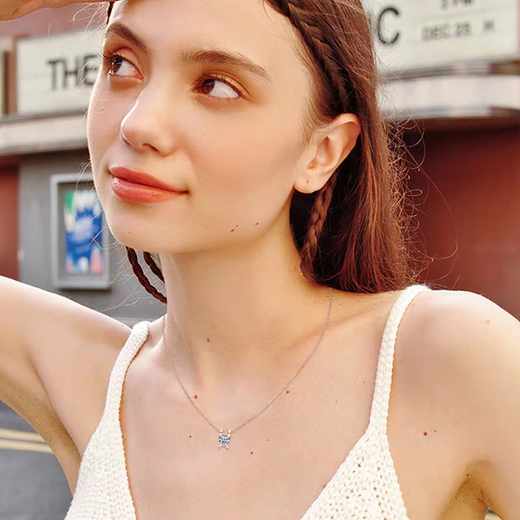 LAOLATU 999 platinum necklace for women PT950 platinum moissanite pendant niche Chinese Valentine's Day confession gift for girlfriend and wife pt950 platinum O-shaped chain + pt950 platinum pendant