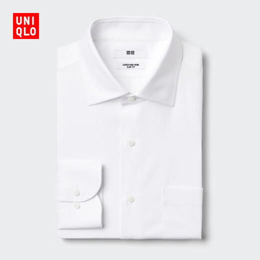 优衣库男装高性能修身防皱衬衫/长袖衬衣482342 482352 482344 482342/00白色 M