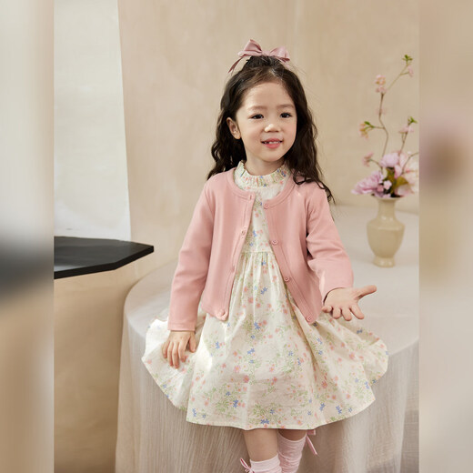 LUSON Children's Clothing Baby Forest Floral Dress Women's Pastoral Style 2026 Spring New Girls Stand Collar Skirt